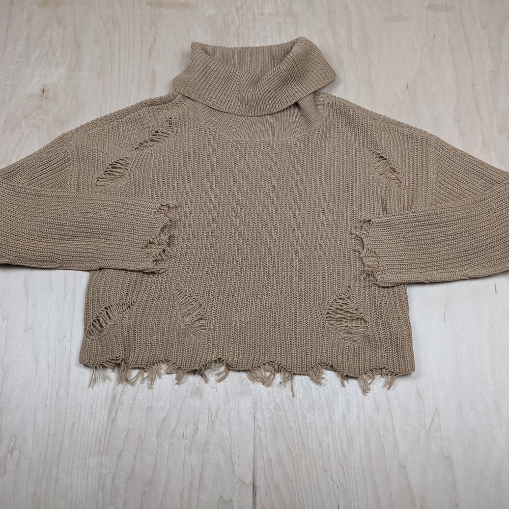Full Circle Trends, Distressed, Cropped, Cowl Neck Sweater NWT Women's (L)